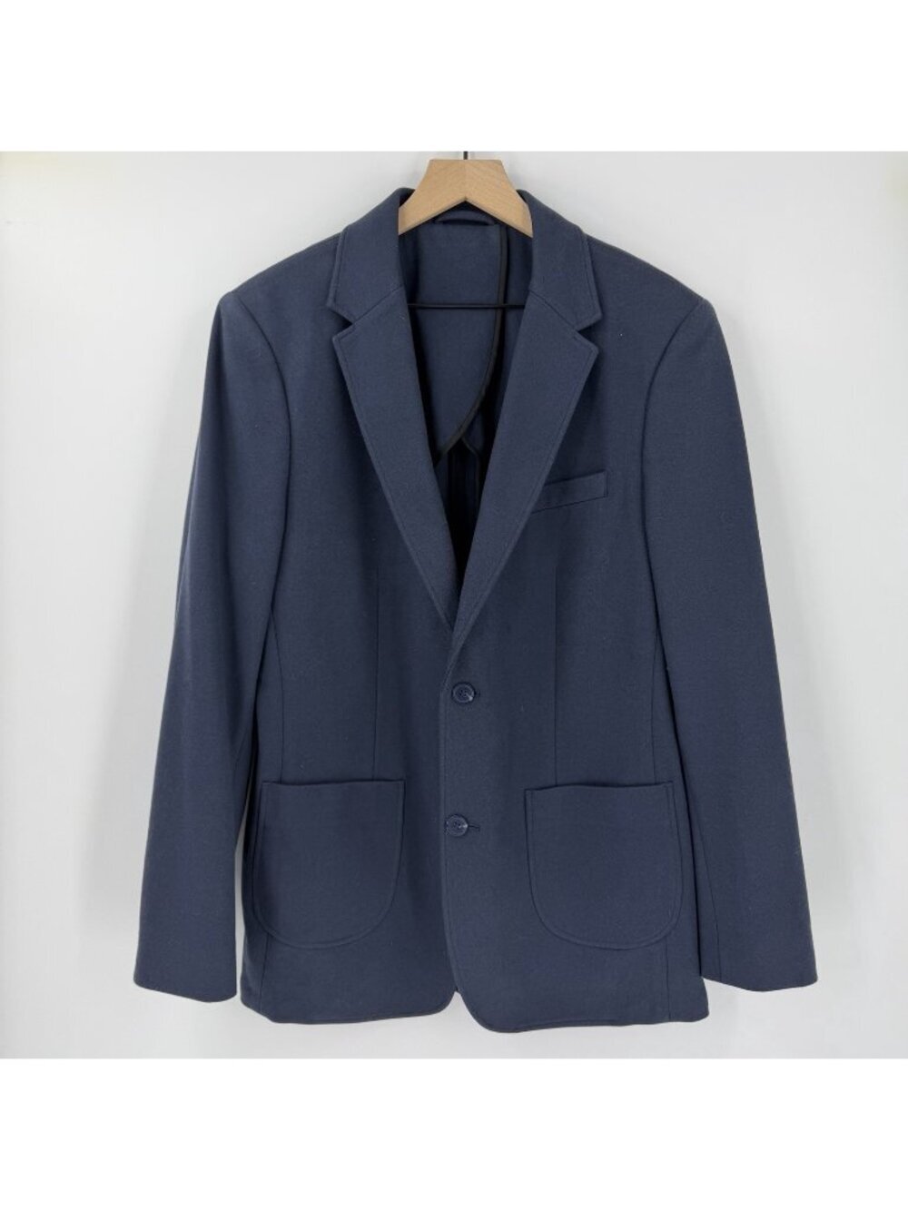 ARTEFACT soft knit blazer jacket navy blue LARGE unlined unstructured stretch